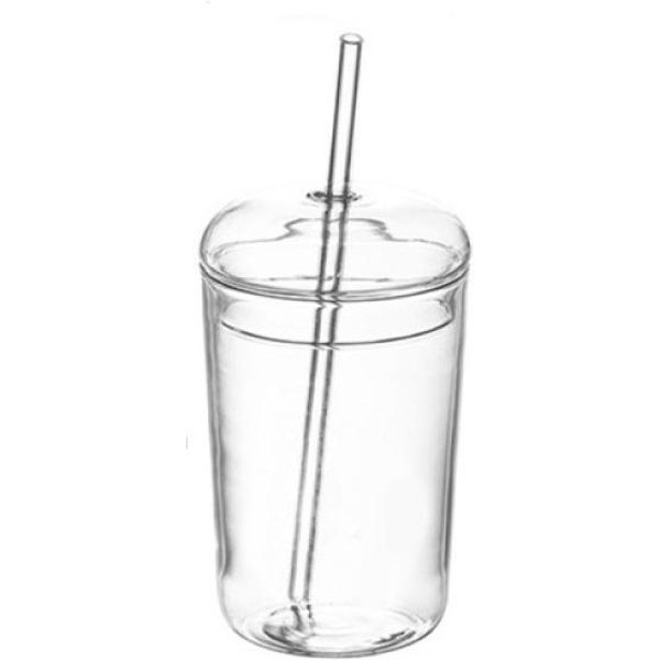 Nordic Przezroczysty Szklany Kubek Do Kawy Odporny Na CiepłO Kubek Do Herbaty Z Mlekiem I Wodą Z Pokrywką I SłOmką 500 Ml-image