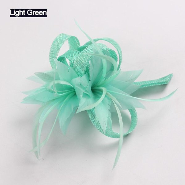 Kobiety Chic Fascinator Kapelusz Broszka Koktajlowa śLubna Chluba KośCielne Nakrycia GłOwy Party Akcesoria Do WłOsóW Z PióR Sinamay Fascynatory Blue-image