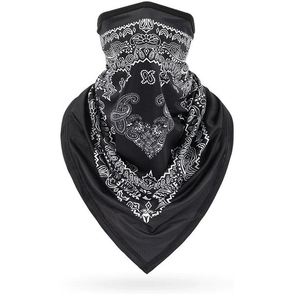 Wielofunkcyjna Bandana Maska Czarno-BiałA Hip Hop Bandana Owijka Paisley Nowa Lodowa Jedwabna Rurka Ocieplacz Na Szyję Turystyczny TróJkąTny Szalik One Size Black-image