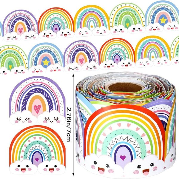 1 Rollo Adhesivo ArcoíRis Bordes De LáPiz Pegatinas Pizarra TablóN De Anuncios Papel De Borde Borde De 3 Pulgadas Decoraciones De Aula A4-image
