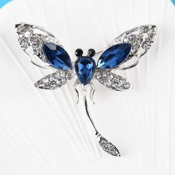 Nuevo Broche De Insecto Grande Para Mujer, Broche De LibéLula De Cristal Azul, Accesorios De Moda Para Vestidos Y Abrigos, JoyeríA Bonita-image