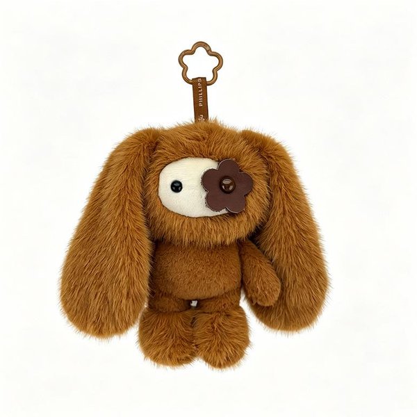 Nuevo Lindo Llavero De Peluche Conejo Juju Ojo De Flor Conejo De Peluche Animales De Orejas Largas Kawaii Colgante Para Bolso Llavero De Coche Juguete Regalo Brown-image