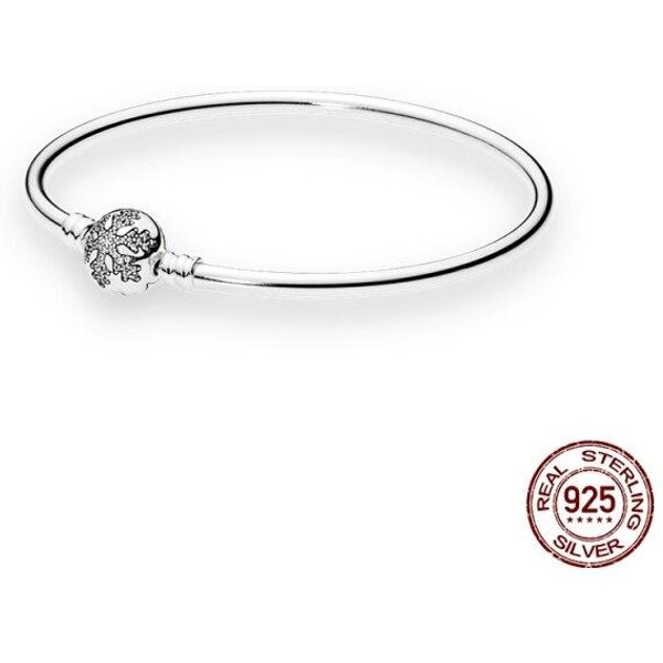 Pulsera De Plata De Ley 925 AutéNtica Con Cadena De Serpiente Y Dijes, Compatible Con Dijes De Marcas Europeas, JoyeríA Artesanal, Regalo 17Cm Gray-image
