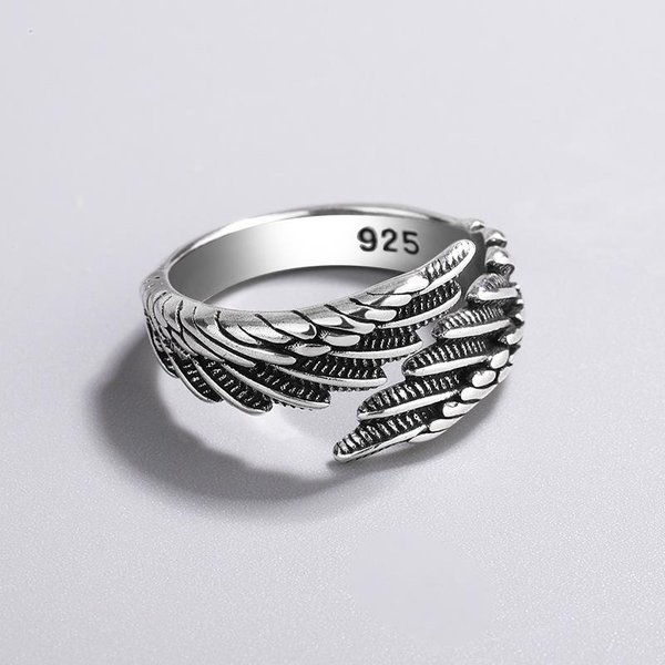 Anillos Ajustables De Ala De ÁNgel Y Pluma De Plata 925 Para Mujeres Compromiso Boda Accesorios De JoyeríA De Lujo JoyeríA Resizable Blanco-image