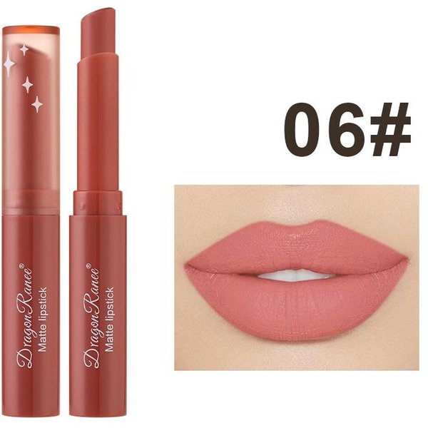 1Pc Nude Matowa Szminka Wodoodporne, DłUgotrwałE Pomadki Do Ust Nie BlaknąCe Seksowne Czerwone Aksamitne Szminki Damskie Kosmetyki Do MakijażU 6# Beige-image