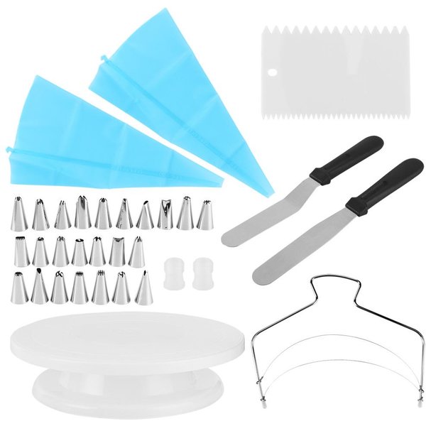 33 Piezas Mesa Giratoria Para Decorar Pasteles De Cocina Base Giratoria Con Raspador Juego De Boquillas De ReposteríA Herramienta Para Hornear Blue-image