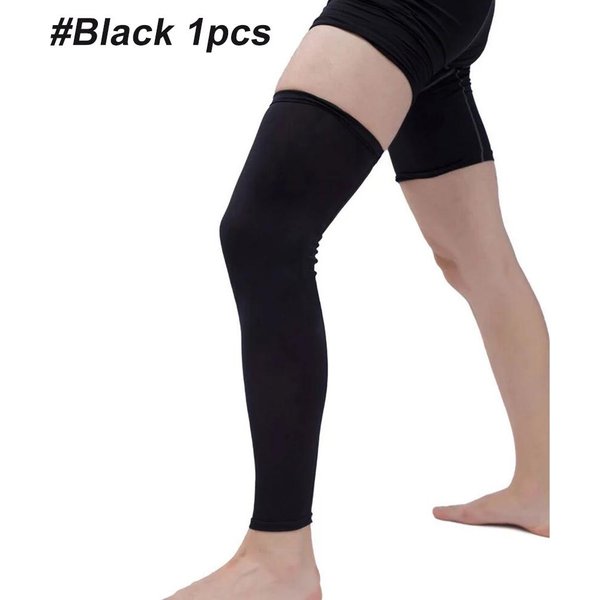 1 Pieza Manga De CompresióN Para Pierna De Longitud Completa Para Deportes Ciclismo Baloncesto Soporte De Muslo Rodilla Pantorrilla Hombres Mujeres M Negro-image