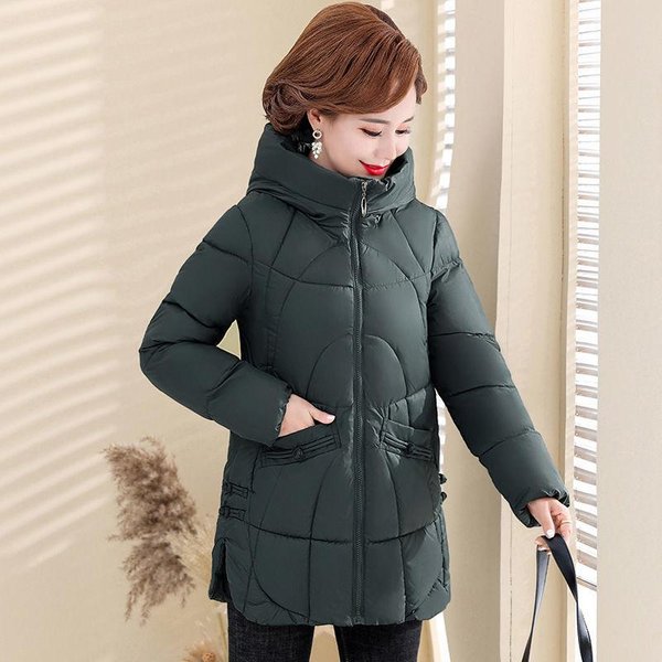 Abrigo Grueso De AlgodóN Con Capucha Para Madres De Mediana Edad Y Ancianas Chaqueta De AlgodóN Suelta Y CáLida Para Mujer 4XL-image