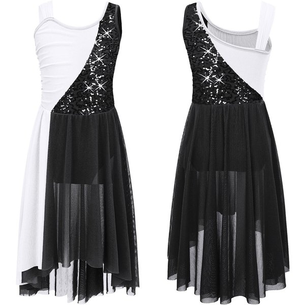 DziecięCa DziewczęCa Liryczna Sukienka Do TańCa Baletowa Gimnastyczna Sukienka Trykotowa Nowoczesna WspółCzesna Wydajność Dancewear 13-14 Years-image