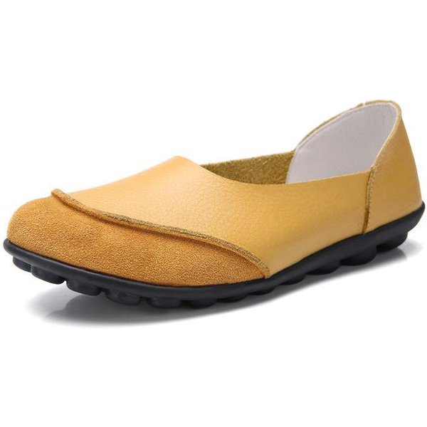 Zapatos Planos De Mujer Talla Grande Mocasines Zapatos De Cuero Genuino Para Mujer Slip On Mocasines Zapatos Planos Casuales Para Mujer Zapatos De Cuero Para Mujer Enfermera 41 Amarillo-image