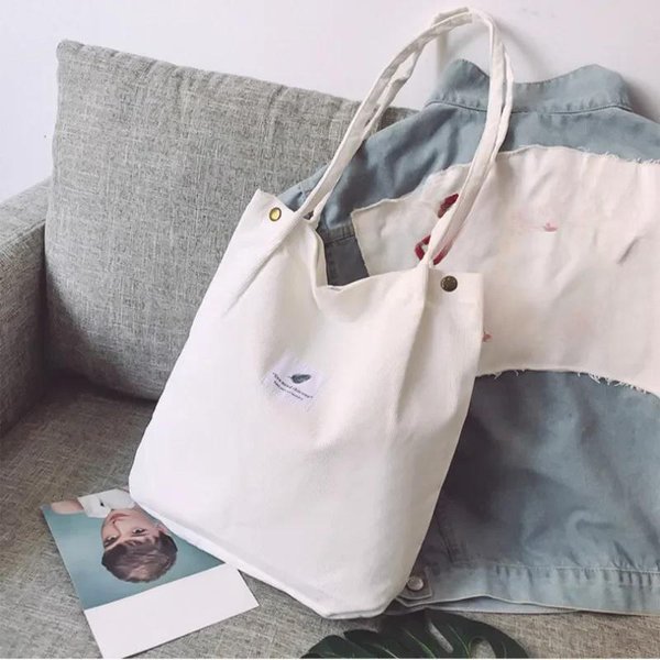 Codzienna MięKka Sztruksowa Torba Na Ramię Dla Kobiet DużA Pojemność ZapięCie Torby Tote Modna Torba Na Zakupy 34X12X28Cm BiałY-image