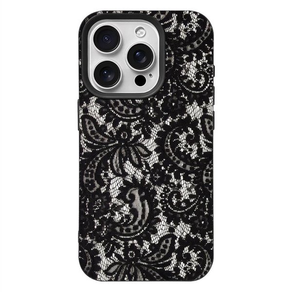 Czarny Koronkowy Pokrowiec Na Telefon Dla Iphone 17 16 15 Plus 11 13 12 14 Pro Max 16E 17 Air MięKki Silikonowy Pokrowiec Odporne Na WstrząSy Etui Iphone 17 Pro-image