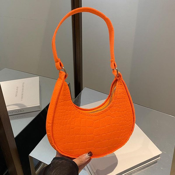 Bolso Nicho De Alta Gama Para Mujer Nuevo Bolso Sobaco De Moda Para Mujer Ins Retro VersáTil Bolso De Mano De Un Hombro Para Mujer Orange-image