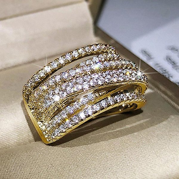 Anillos Huitan Multi Cruz Pavimentados Con Circonita CúBica Para Mujer De Alta Calidad Color Bandas De Boda Accesorios Nueva Moda Anillo Femenino JoyeríA 7 Gray-image