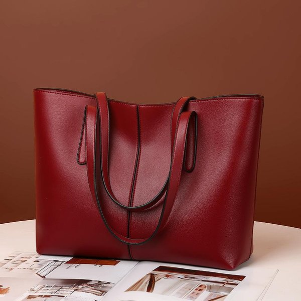 Bolso Bolso De Gran Capacidad Para Mujer Nuevo Bolso Tote De Gama Alta Bolso De Hombro Simple Para Viajes De Mujer Brown-image