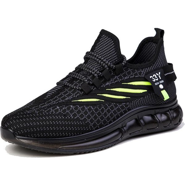 Zapatos De Hombre Para Invierno Nuevo Estilo Tejido Volador Transpirables Zapatos Deportivos Casuales Para Hombre Tendencia Nacional De Moda Zapatos De Hombre Con Suela De Gel 44 Black-image