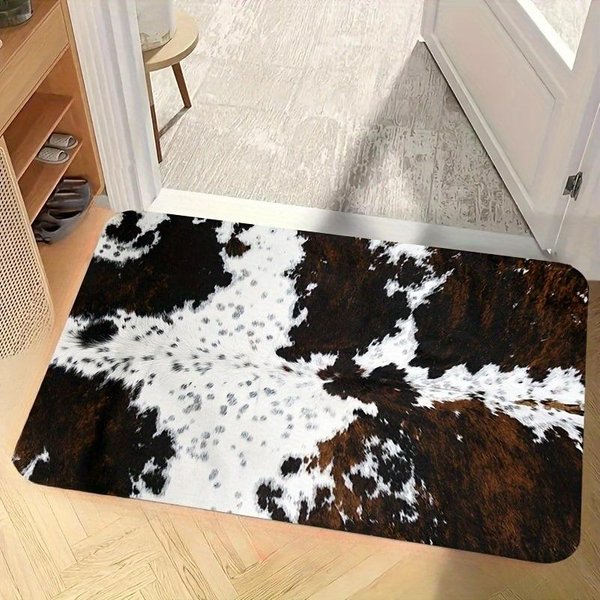Mata PodłOgowa Do Kuchni Ze Wzorem SkóRy Krowiej, AntypośLizgowy Dywanik Na PodłOgę, Mata PodłOgowa, PrzedpokóJ, Kuchnia, Salon, łAzienka, Dekoracja Domu 40X60Cm Gray-image