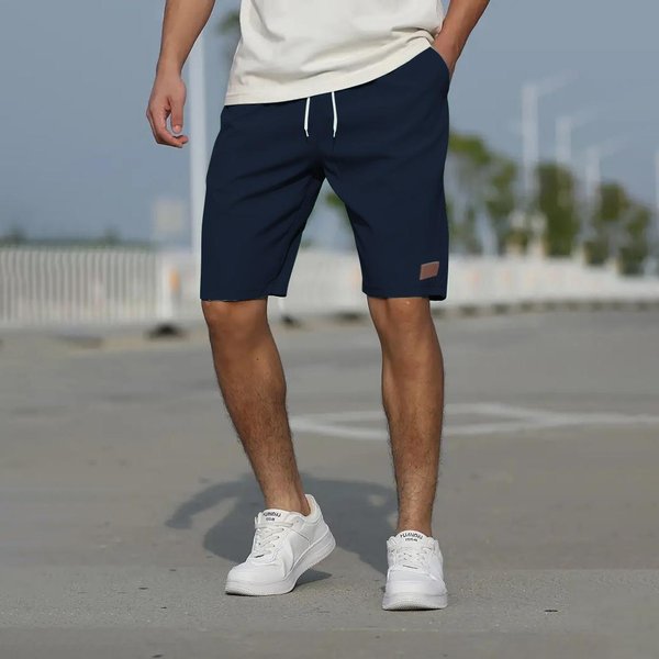 Pantalones Cortos Casuales De Color SóLido Nuevos Para Hombres Pantalones De Playa Transpirables S Azul Marino-image