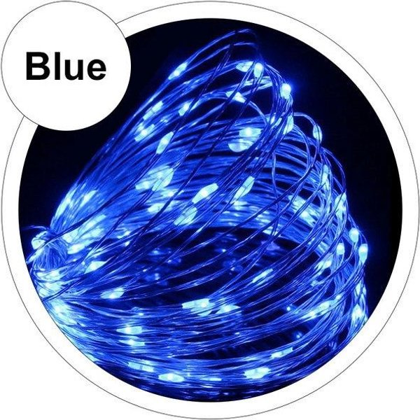 ŚWiatłA LED 2M 5M 10M USB Girlanda żAróWkowa LED WróżKa BożE Narodzenie Srebrny Drut śLubna Girlanda śWietlna Dekoracja śWiąTeczna 5M 50Leds Niebieski-image