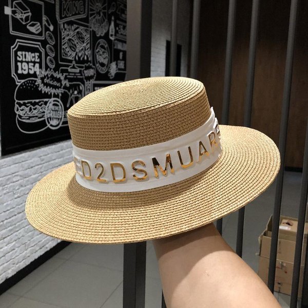 Kapelusz Bucket hat Z Literami Letni Damski Kapelusz Bucket hat Kapelusz PrzeciwsłOneczny Damski Kapelusz SłOmkowy Kapelusz Fedora Europejski Kapelusz Dla MężCzyzn I Kobiet Litery 56-58Cm Brown-image