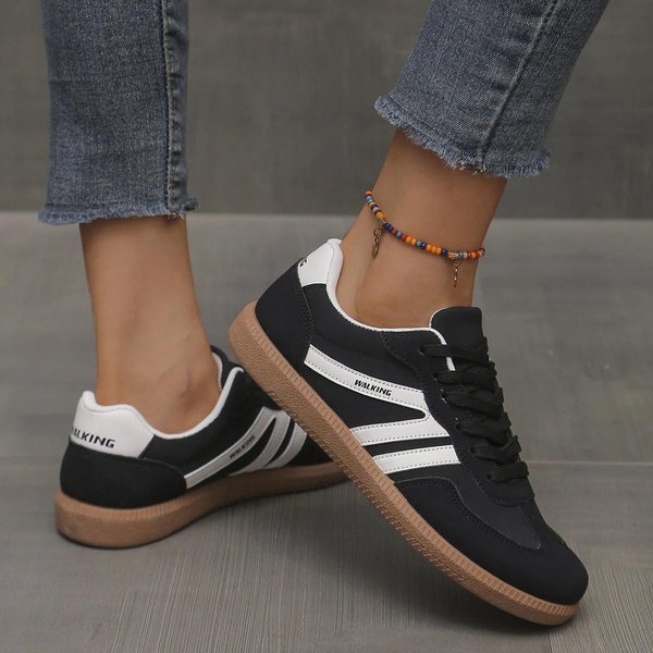 Damskie Buty Modne Casualowe PłAskie Buty Wulkanizowane Damskie Trampki Do Chodzenia Na ZewnąTrz Damskie Wygodne Klasyczne Buty Czarno-BiałE 42 Czarny-image