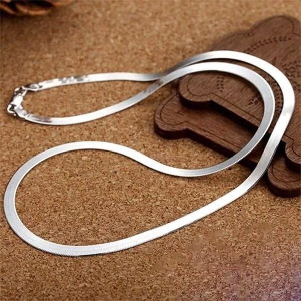 Collar De Cadena De 4 Mm De Plata De Ley 925 Para Mujer, JoyeríA, Cadena De Cuchillas, Regalo De Boda 55Cm 22Inches Brown-image