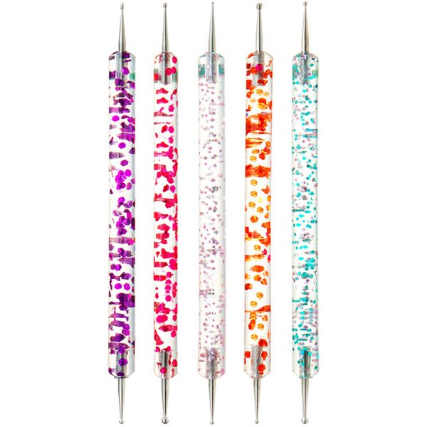 Juego De 5 BolíGrafos De Doble Punta Para DecoracióN De UñAs, Herramientas Para Recoger Diamantes De ImitacióN Y Brillantina. Varios Colores-image