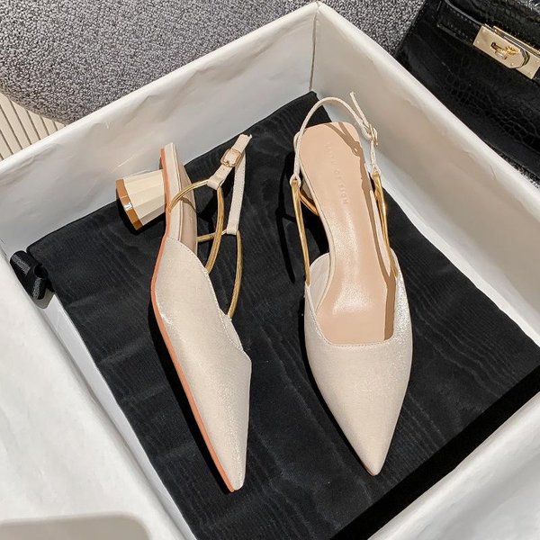 Sandalias Baotou De TacóN Alto Para Mujer, Nuevas Sandalias De Verano A La Moda Para Oficina, Con Punta Puntiaguda Y TacóN Grueso, Sandalias De TacóN Alto Beige. 38 Beige-image