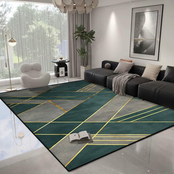 Nowoczesny Geometryczny Dywan Salon Lekki Luksus Dekoracja Sypialnia AntypośLizgowy Dywan ŁAtwe Czyszczenie Salon Pluszowa Mata PodłOgowa Zmywalny 60*90Cm-image