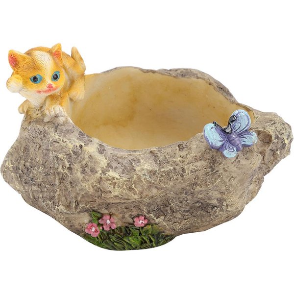 Mini Maceta Decorativa De Resina Con Animales De Dibujos Animados Y Flores Adorno Para Escritorio Maceta Para Suculentas Gato-image