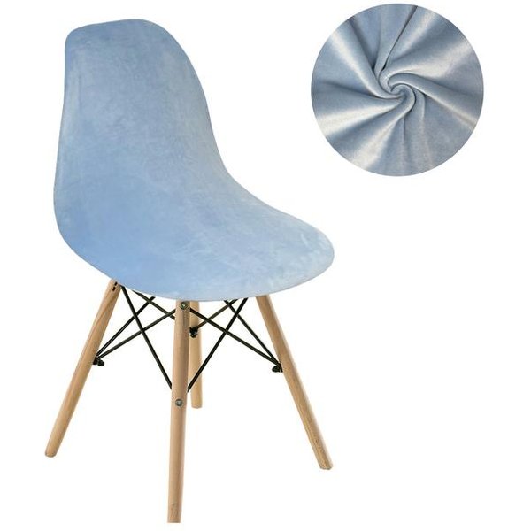 Funda De Silla De Comedor Corta De Terciopelo Spandex Fundas EláSticas Fundas EláSticas Para Asiento De Silla Juegos De Fundas Para Silla Espacio De Comedor Bar Oficina Fiesta Banquete 1 Ud 1 PCS Azul Cielo-image