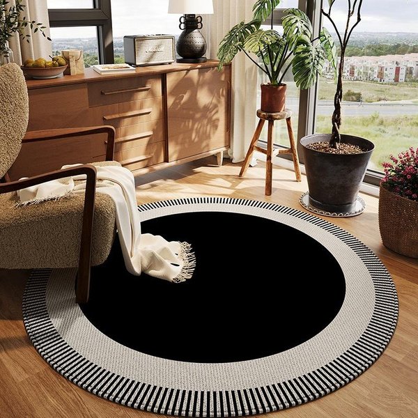 OkrąGłY Dywan Luksusowa Sypialnia Dywanik Nocny Salon Sofa Stolik Kawowy Gabinet Fotel WyciszająCy Pad Dekoracja Domu 100X100CM (3.3X3.3FT-image