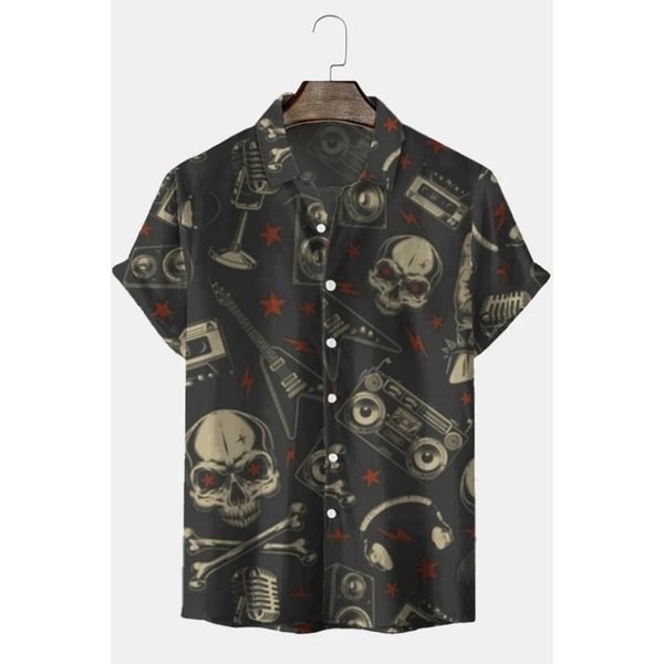 Nueva Camisa Hawaiana Para Hombre Calavera Impresa En 3D Camisa De Playa Manga Corta Botones Casual Camisas De Calavera Para Hombre Oversize Camisa M-image