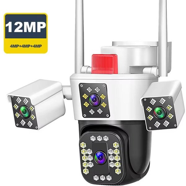 Nowa Kamera 6K 12MP Wifi ZewnęTrzna 10-Krotny Zoom Trzy Obiektywy Trzy Ekrany Kamera BezpieczeńStwa PTZ Automatyczne śLedzenie Kamery Cctv NadzóR Wideo Kamery IP 6K Camera-image