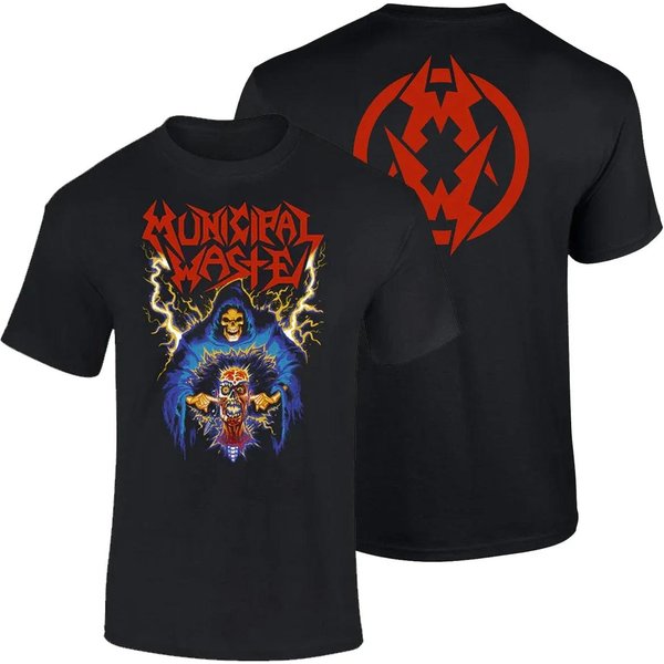Municipal Waste Zespół Thrashowy Graficzny BawełNiany T-Shirt MęSki Damski KróTki RęKaw Nadruk T-Shirt BawełNiane Topy Modna Marka Letni T-Shirt M Red-image
