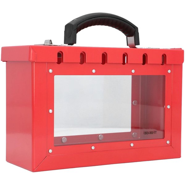 Caja De Bloqueo Grupal Lockout Tagout Candado De Seguridad PortáTil Para 12 Candados AcríLico Transparente Placa De Acero White-image