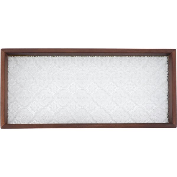 Bandeja Rectangular Para Servir Té Nogal Vidrio Robusta Madera Vidrio Bandeja De Té Para Pastel Pan Desayuno Merienda Small White-image