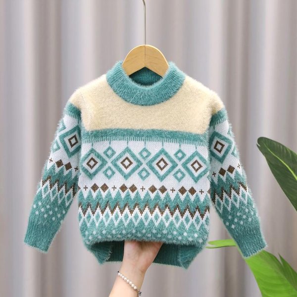 Sweter DziecięCy Z Futra Norki, Pulower, Top, Zimowa Odzież DziecięCa, ChłOpięCy Sweter Dziergany 80 White-image