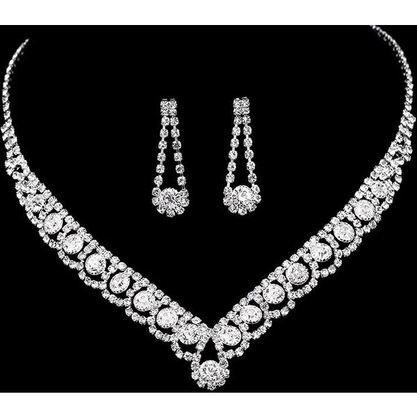 JoyeríA De Boda Con Diamantes, Collar De Temperamento Sencillo, Juego De Pendientes, Estilo Nupcial, JoyeríA De Boda Estrella Plata-image