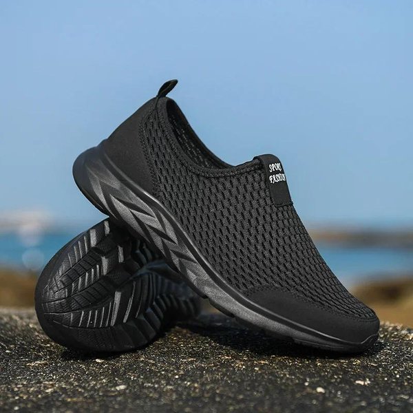 Zapatos Deportivos Para Hombre Malla Transpirable Zapatos Casuales Para Hombre Exterior Antideslizantes Mocasines De Talla Grande Para Caminar Ligeros Zapatos De Tenis Para Hombre 47 Negro-image