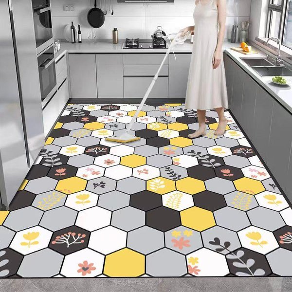 Mata Kuchenna PodłOgowa AntypośLizgowa, WodochłOnna Olejoodporna SzybkoschnąCa Dywanik KryształOwy Aksamit Do ŁAzienki I Toalety, Dekoracja Domu 60*90Cm-image