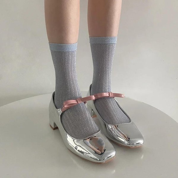 Calcetines Largos De Verano Transpirables De Nailon Para Mujer Calcetines De Seda Plateada De Color SóLido Moda Calcetines Altos Casuales Harajuku Streetwear Calcetines Para NiñAs EUR 34-39 Gray-image