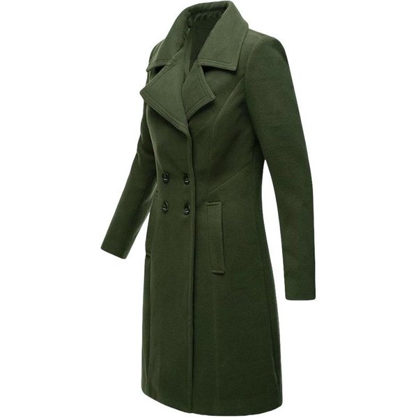 Abrigo Largo De Lana Para Mujer OtoñO E Invierno Chaqueta Doble Botonadura XL Black-image
