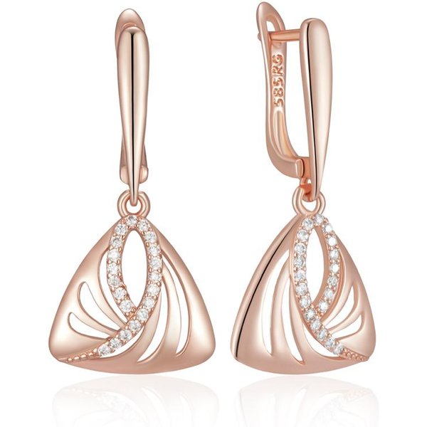 Pendientes Colgantes GeoméTricos ÚNicos Color Oro Rosa Para Mujer Brillantes Accesorios De Circonita Natural Diarios JoyeríA Fina Regalo-image