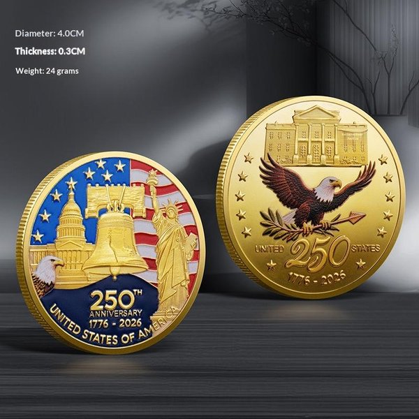 Moneta PamiąTkowa 250. Rocznicy USA 1776-2026 Orzeł AmerykańSki Moneta PamiąTkowa Metalowe RzemiosłO GodłO Brown-image
