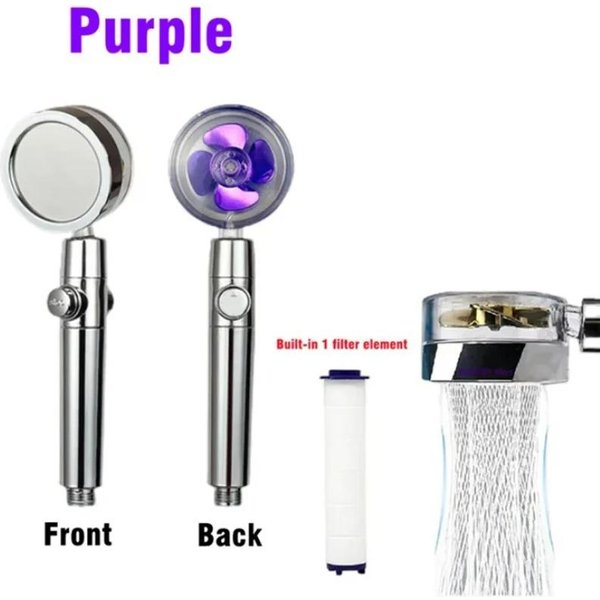 Cabezal De Ducha Con Ventilador Turbo Con RotacióN De 360 Grados, Rociador De Ahorro De Agua A Alta PresióN, Filtros Ajustables, Accesorios De BañO-image