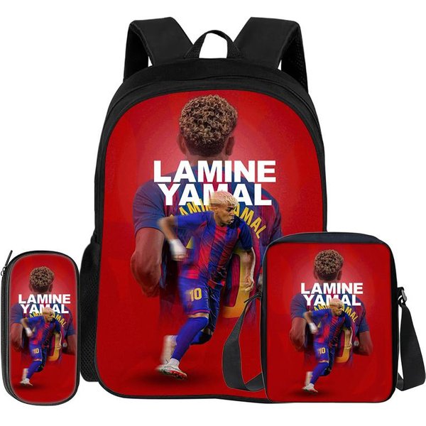 Aprende, Viaja Mochila Escolar, Estuches, Mochila Deportiva L-Lamin Yamal Set De 3 Piezas NiñOs Mochila Estrella De FúTbol Mochila Regalo-image