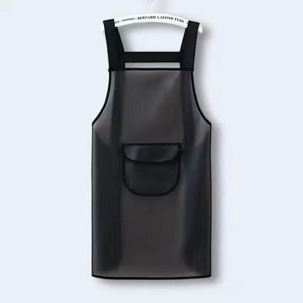 Delantal De Cocina Impermeable Para El Hogar Resistente Al Aceite Delantal De Trabajo Negro Transparente A Prueba De Suciedad Delantales De Limpieza 75Cm-image