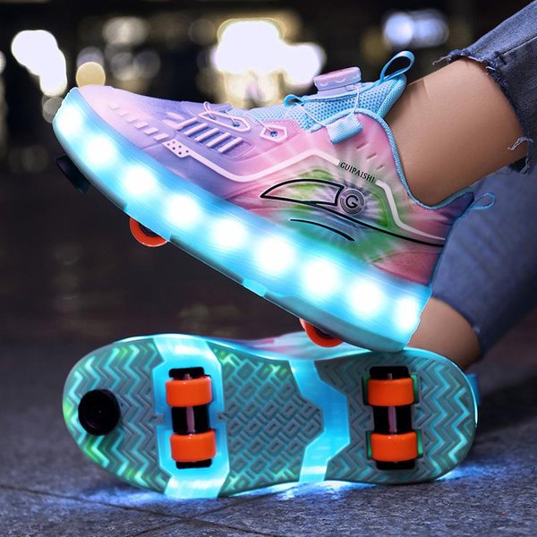 Nuevas Luces Coloridas Mejoradas Cordones Fugitivos, Frenos Zapatos Burst Para NiñOs NiñAs NiñOs Deslizantes Cuatro Ruedas Ruedas Dobles Con Ruedas 42-image
