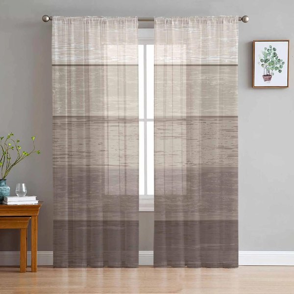 Szare, Gradientowe, Zwiewne ZasłOny Z Drewna Do Sypialni, Salonu, Dekoracji, ZasłOny Okienne Do Kuchni, Tiul, Woal, Organza W135 X H115Cm X1&Grommet Top-image